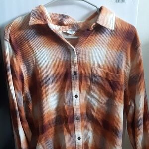 Sonoma Orange and White Casual Button Down Shirt